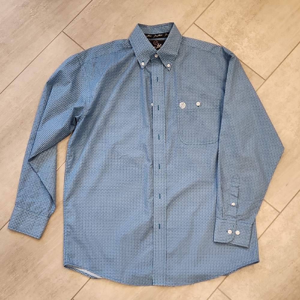George Strait Wrangler Teal Casual Button Down Shirt Mens Medium